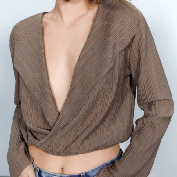 Zara  Pleated Wrap Top - Picture 3 of 11